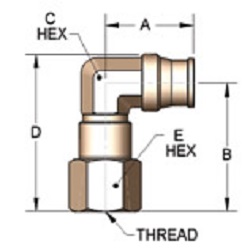 Brass Push-In Swivel Female Elbow