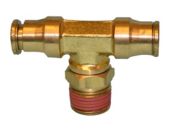 Brass Air Brake Push-In Swivel Male Branch Tee