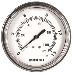 2-1/2" Liquid Filled Pressure Gauge - Bottom Mount