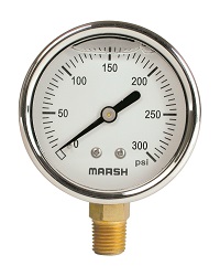 2-1/2" Liquid Filled Pressure Gauge - Bottom Mount